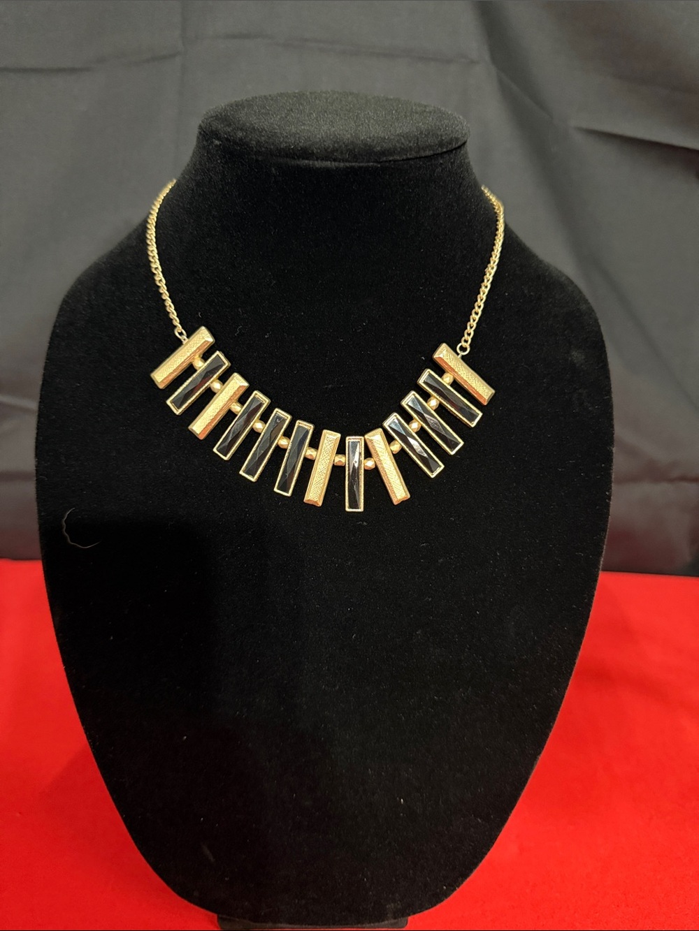 Gold and Black Bar Necklace - Women Jewelry